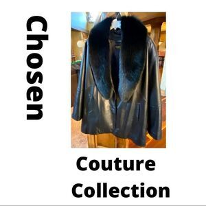 💼Lamb Nappa Leather and Fox Fur Jacket. Relaxed Fit, Stylish, Classic